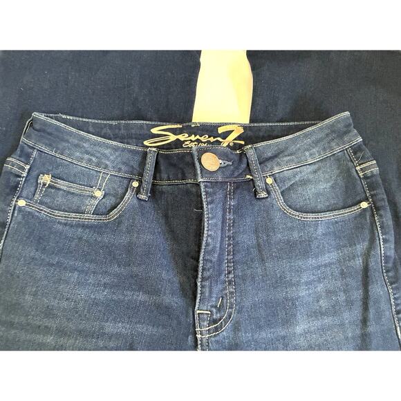 Seven7 High Rise Slim Flare Jeans – Dark Wash, Size 4 - Picture 2 of 7